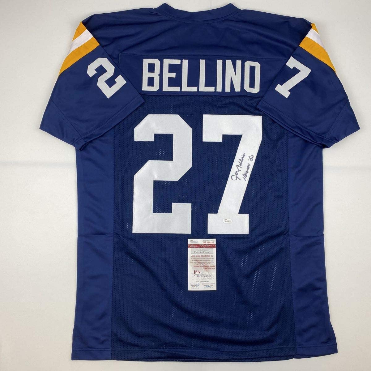 Autographed/Signed Joe Bellino Heisman 60 Navy Blue College Football Jersey JSA COA